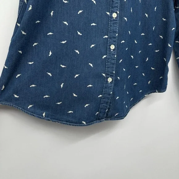 Maison Scotch Top Shirt Blouse Size 3‎ Large Blue Denim Long Sleeve Button Up - Picture 6 of 16